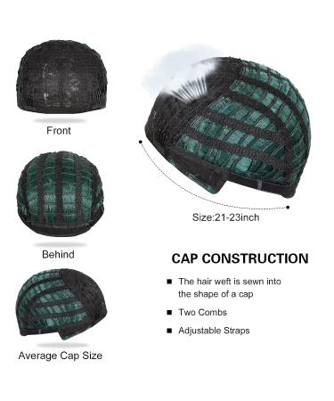 Noomby Dark Green Ombre Wavy Wig with Bangs - Synthetic Shoulder Length Green Wig for Women - Ideal for Daily or Party Use - Buy Online on GoSupps.com