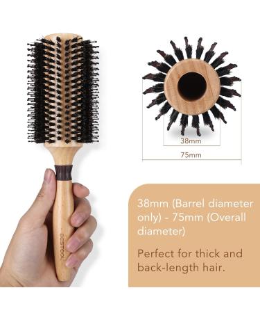 Bestool 38mm Round Brush for Blow Dryer | Wild Boar & Nylon Bristles | Professional Styling Brush for Smoothing & Curling Hair | Ideal for Men & Women - Buy Online on GoSupps.com