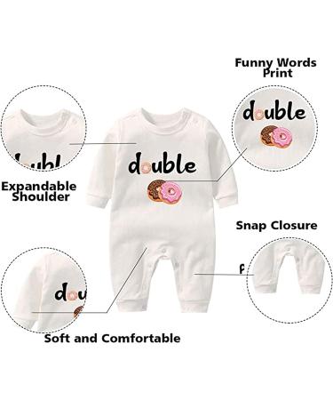 culbutomind Baby Twins Bodysuits Double Trouble Romper Set - White (3-6 Months) - Buy Online on GoSupps.com