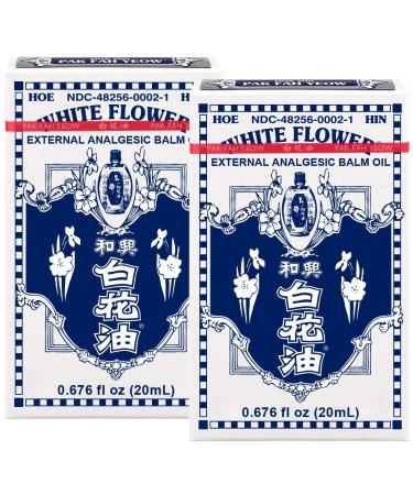 White Flower External Analgesic Balm Oil 20ml/ 0.676fl Oz, Authentic US Import (2 Pack)