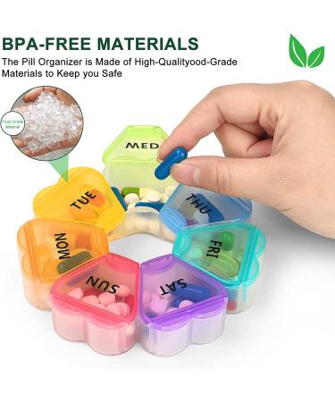 Cute Large Weekly Pill Organizer - 7 Day Travel Pill Box for Vitamins & Supplements - Buy Online on GoSupps.com