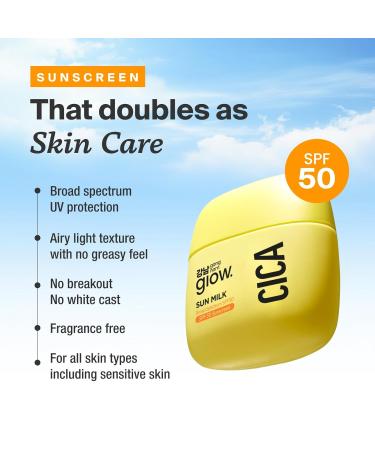 GANGNAM glow CICA SUN MILK, Moisturizer with SPF 50, Invisible Broad Spectrum Sunscreen for Face, No White Cast, Sun Protection with Cica and Niacinamide, Glow Natural Korean Sunscreen 1.69 fl.oz - Buy Online on GoSupps.com