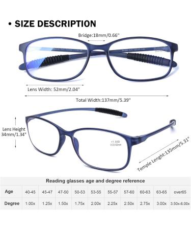 DOOViC Blue Light Filter Reading Glasses Unisex TR259-C | 9 Color Options | Blue+Black 1.25x - Protect Your Eyes Online - Buy Online on GoSupps.com