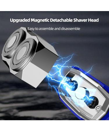 Cyberpunk Mini Electric Shaver - Portable Waterproof Razor for Men Wet & Dry Travel Shaver with Smart Display Rechargeable Cordless for Home Office & Car | Gifts in Blue - Buy Online on GoSupps.com