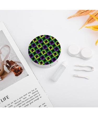 Mardi Gras Fleur De Lis Round Case For Contact Lens Kit Storage Box with Mirror Printed - Buy Online on GoSupps.com