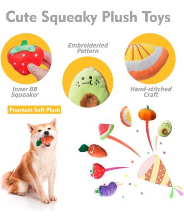 Rainbow-K9 12 Pack Dog Squeaky Toys Cute Plush Toys Stuffed Fruits Vegetables Dog chew Toy Squeaky Dog Toys for Puppy Small Dog Pets - Buy Online on GoSupps.com