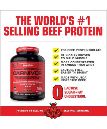 MuscleMeds Carnivor Beef Protein Isolate Powder Cookies & Cream 56 Servings 1680 Gram 59.2 Ounce 3.7 Pound Cookies & Cream 4.01 Pound (Pack of 1) - Buy Online on GoSupps.com