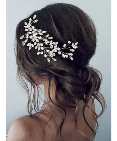 Catery Crystal Bride Wedding Hair Vine Silver Headband Leaf Bridal Headpiece Bridesmaid Hair Piece Hair Jewelry Wedding Hair Accessories for Women and Girls - Buy Online on GoSupps.com