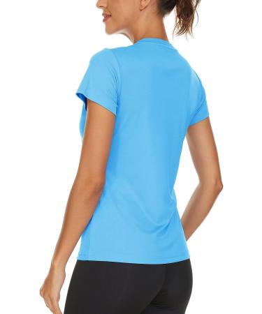 MAGCOMSEN Women's Short Sleeve V-Neck T-Shirt UPF 50+ Sun Protection Waterfall Blue XL - Buy Online on GoSupps.com