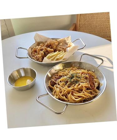 Zerodeko Stainless Steel Pan Wok Frying Pan Camping Dishes Utensils Grilling Pan Pasta Serving Plate Outdoor Grill Pan Steel Frying Pan Non Stick Griddle Pan Sticky Pan Work Flat 31.80X22.00X3.50CM Silver - Buy Online on GoSupps.com