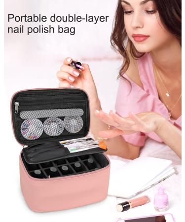 Pink Nail Polish Travel Case with Compartment Organizer - Manicure Set Accessories Bag - Buy Online on GoSupps.com
