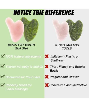 Gua Sha Heart Shape Set - 3 Pieces: Jade Rose Quartz & White Jade Face Massage Tools for Spa & Body Care - Buy Online on GoSupps.com