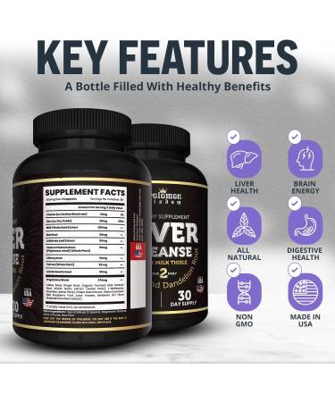 SoloMon Wisdom Liver Cleanse Dietary Supplement - 60 Capsules for Detox & Repair with Milk Thistle, Artichoke & Dandelion Root - Supports Toxin Removal & Normal Liver Function - Buy Online on GoSupps.com