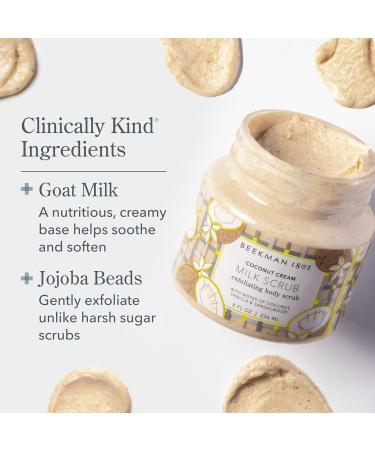 Beekman 1802 Coconut Cream Exfoliating Milk Body Scrub - 8.0 fl oz - Smooths Skin & Evens Out Tone - With Goat Milk & Jojoba Beads - Skin Barrier & Biome Safe - Good for Sensitive Skin - Cruelty Free - Buy Online on GoSupps.com