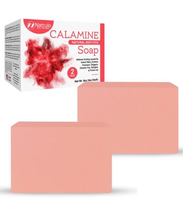 Natural Instant Itch Relief Soap Bar  Calming Calamine Soap for Itchy Skin, Bug Insect Mosquito or Ant Bite, Eczema, Poison Ivy Rash, Chicken Pox  Pure Raw Anti-Itch Defense Cleansing Skincare Made in USA (4 Ounce (Pack of 2))