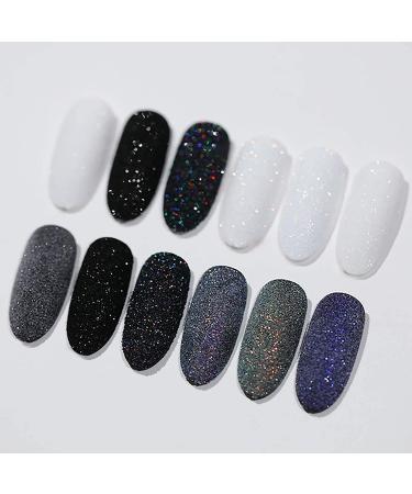 Laza Nail Glitter Powder - Shining Sugar Effect Black White Dust Sand Powder for Manicure Nail Art - Buy Online on GoSupps.com