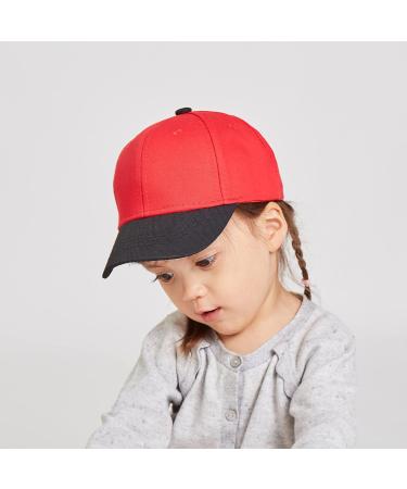 LANGZHEN 100% Cotton Kids Baseball Cap Hat | Adjustable Sun Hat for Girls Boys 2-4 Years | Black Red - Buy Online on GoSupps.com