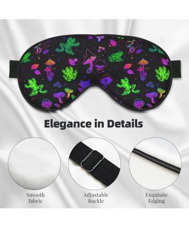Psychedelic Bright Mushrooms Frogs Sleep Mask - Adjustable Eye Mask for Travel Yoga & Shift Work | Block Out Light Eye Cover - Buy Online on GoSupps.com