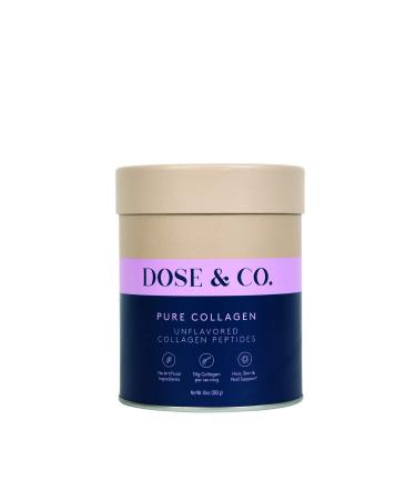 Dose & Co Pure Collagen Powder Unflavored 10oz (283g)  Hydrolyzed Collagen Peptides Supplement - Non-GMO, Dairy Free, Gluten Free, Sugar Free  Supporting Hair, Skin, and Nails 10 Ounce (Pack of 1)