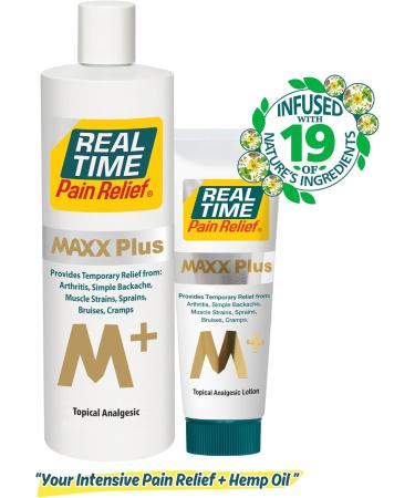 Real Time Pain Relief MAXX Plus - 4oz Tube | Intensive Formula with 19 Natural Ingredients Including Hemp Oil | Fast-Acting Relief for Muscle Pain Arthritis Backaches and More 4 Ounce Tube - Buy Online on GoSupps.com