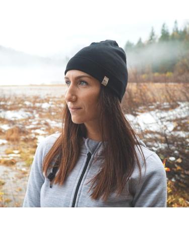 Ridge Cuff Beanie - 100% Merino Wool - Warm Winter Hat in Black - Buy Online on GoSupps.com