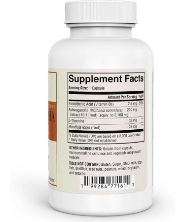 EssenceCraft Natural Products Ashwagandha 2100mg High Potency Root Extract Adaptogenic Herbal Supplement Energy Mood & Focus Support with L-Theanine Rhodiola & B5 100 Capsules - Buy Online on GoSupps.com