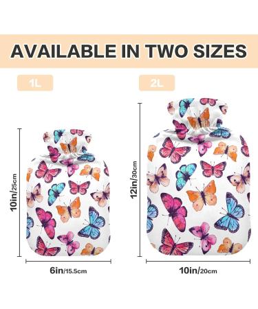 1L Durable Heat Bottle - Warm-Up Bag for Pain Relief | Colorful Rainbow Butterfly Design - Buy Online on GoSupps.com