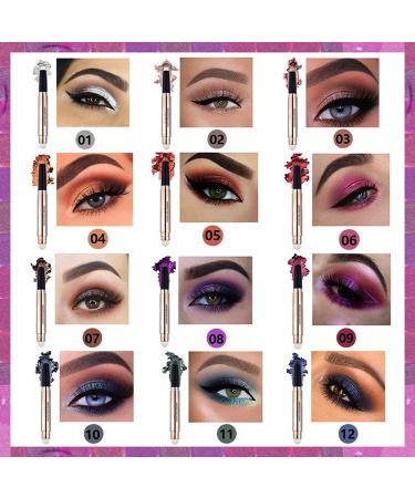 OVIQERKI 12 Color Eyeshadow Stick Shimmer Highlighter Waterproof Eye Makeup Pen - Green 11 - Buy Online on GoSupps.com