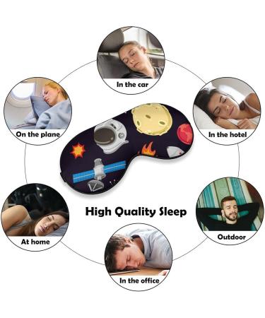 Outer Space Sleep Mask - Adjustable Soft Blindfold for Travel and Nap - LynaRei Black Planet Satellite Capsule Design - Men Women - Style-5 - Buy Online on GoSupps.com
