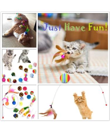 Shop Mqian 25 PCs Cat Toys Set - Fun Kitten Mouse & Variety Pack with Balls & Feathers for Happy Cats - Buy Online on GoSupps.com