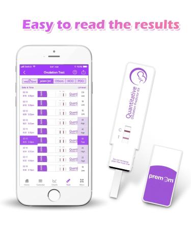 Premom Quantitative Ovulation Test Dip Card with Digital Ovulation Reader App | Numerical LH Tests - 10 Free Urine Cups Included - Buy Online on GoSupps.com