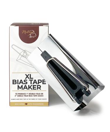 Madam Sew XL Bias Tape Maker, 50mm Single and Double Fold Bias Tape Binding Tool for Quilting Makes Coordinating Quilt Seam Binding  Transform Any Fabric into Quilt Binding Bias Tape for Sewing