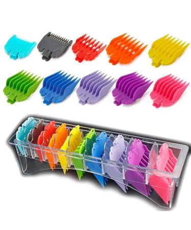 10 Color Professional Hair Clipper Coded Cutting Guards Guides/Combs- 1/16” to 1” -Compatible with Most Size Wahl Clippers