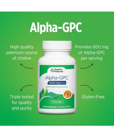 DOCTORS' PREFERRED Alpha GPC Supplement - Premium Formula. 600 MG/Serving 60 Vegan Capsules 30-Day Supply - Buy Online on GoSupps.com