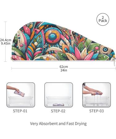 Super Absorbent Floral Hair Towel Set - Quick Drying Turbans for Women & Girls | 2 Pack - Buy Online on GoSupps.com