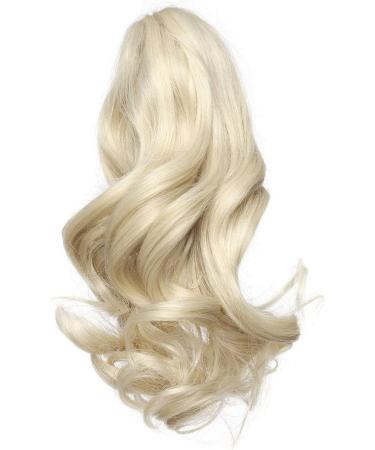 Long Short Claw Ponytail Hair Extension - 12 Cute Clip-in Synthetic Hairpiece, Bleach Blonde - Buy Online on GoSupps.com
