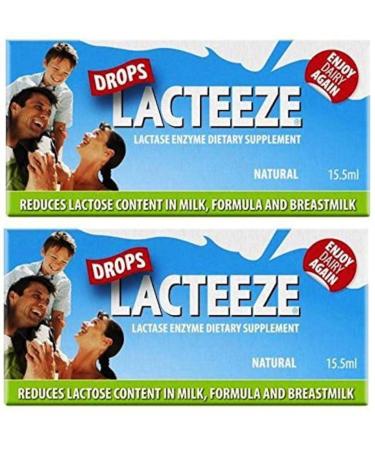 2 pack Lactase Enzyme Lacteeze Drops 15.5 ml Liquid