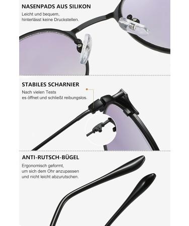 Lanomi Oval Retro Sunglasses with Blue Light Filter - Progressive Bifocal Reading Glasses for Men & Women UV Protection 2.0 Diopter Stylish Metal Frame - Buy Online on GoSupps.com