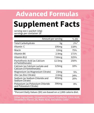 Electrolytes Drink Mix - Sugar-Free 0 Calorie Hydration Packets with Vitamins - Strawberry Flavor for Rapid Hydration & Energy Support (16 Sticks - Buy Online on GoSupps.com