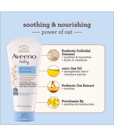 Aveeno Baby Eczema Therapy Nighttime Moisturizing Balm with Colloidal Oatmeal & Ceramide 11 oz and Eczema Therapy Moisturizing Cream Natural Colloidal Oatmeal & Vitamin B5 7.3 oz