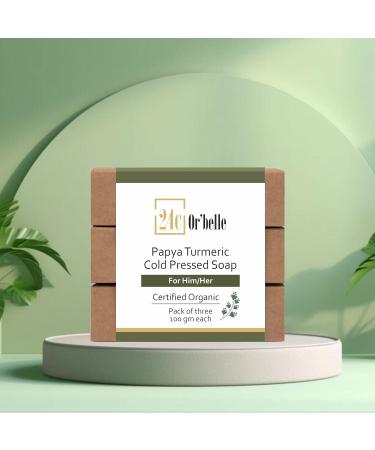 24C Or Belle Papaya Turmeric Cold Pressed Soap - Natural Ingredients for Skin Purification - Buy Online on GoSupps.com