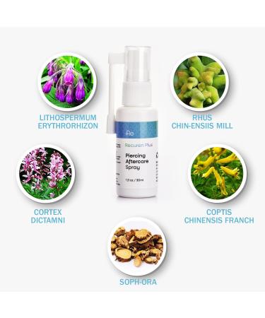 Recuren Plus Piercing Aftercare Spray 30ml - Piercing Cleaner & Wound Wash for Bumps & Keloid Skin - Buy Online on GoSupps.com