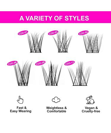 CAELYMINE Cluster Eyelash Extensions 144pcs - D Curl Soft Lash Extension Clusters for Beginners - Reusable 3D Cosplay Eyelash Cluster Extensions - Buy Online on GoSupps.com