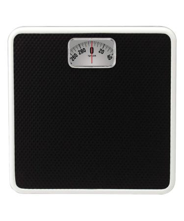 Taylor Precision Products Analog Scales for Body Weight Rotating Dial 300 LB Capacity Black Textured Mat with Durable Metal Platform Easy to Clean 10.0 x 10.0 Inches Black