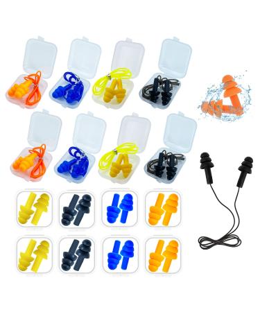 Ear Plugs for Sleeping,16 Pairs Noise Canceling Ear Plugs Soft Reusable Silicone Earplugs Waterproof Noise Reduction Earplugs for Concert,Swimming,Study,Loud Noise,Snoring