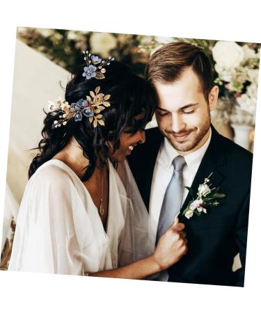 DOITOOL 2 Set Bridal Headwear Wedding Hair Clips Bridal Hair Combs Rhinestone Bobby Pins Tiara Blue Hair Accessories Bridal Headpiece Hair Clips for Wedding Party Side Combs Miss - Buy Online on GoSupps.com