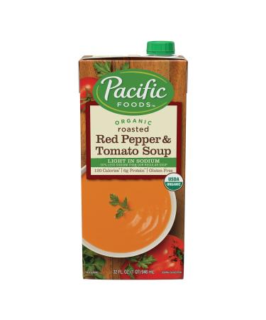 Pacific Foods Organic Creamy Roasted Red Pepper & Tomato Soup, Light Sodium, 32oz
