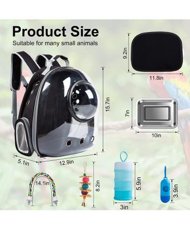 Portable Bird Carrier Travel Cage - Lightweight Breathable Bag with Feeder Cups and Toys for Parrots, Guinea Pigs, Rats - Black - Buy Online on GoSupps.com