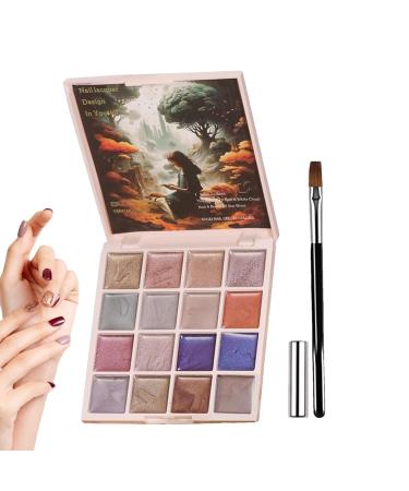 Solid Gel Nail Polish Palette 16 Solid Magnetic Gel for Manicures Glittery Magnetic Manicure Treatment for Girls Summer & Valentine's Day