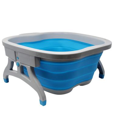 Lee Beauty Professional Large Foot Soaking Tub, Plastic and Rubber Bucket for Home Spa, Blue